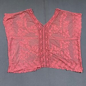 Lace Crochet Trim Cover Up Top Size 4X Pink Bohemian Festival Beach Summer‎